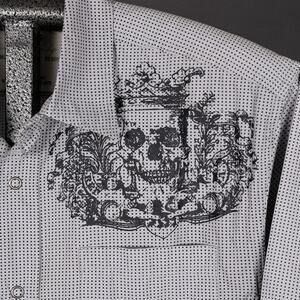 Canyon River Blues Cotton Shirt Men's MEDIUM Skater Grunge Metal Skull Rock Goth